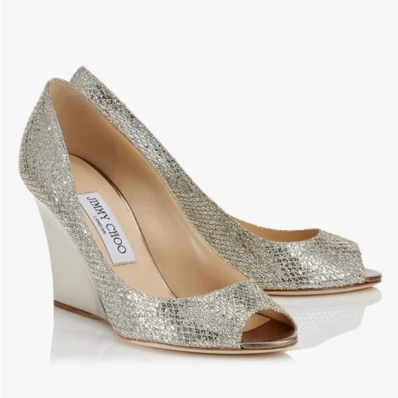 Authentic Jimmy Choo Wedge Metallic - Picture 1 of 5